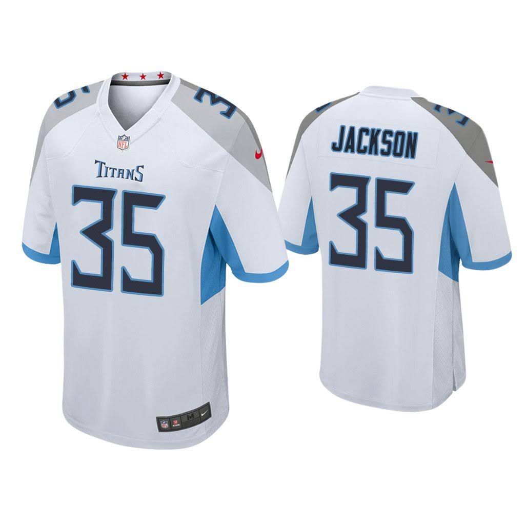 Men Tennessee Titans 35 Chris Jackson Nike White Game NFL Jersey